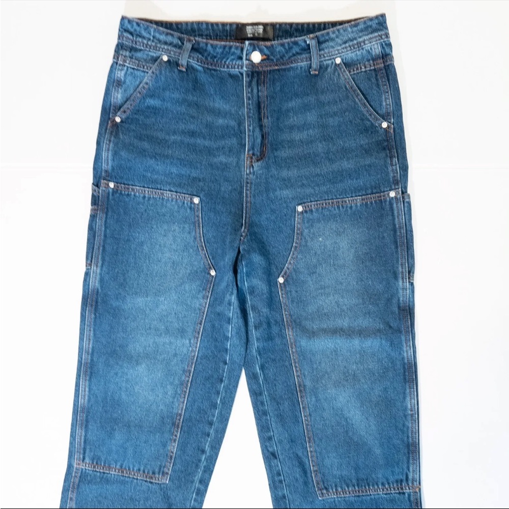 Double knee Jenas Monkey Ride Womens 34 waist Blue Work Pant Straight Leg